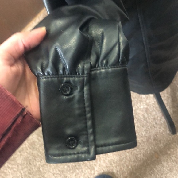 Bagatelle collection black faux leather pocketed long coat size medium​ - Picture 7 of 11